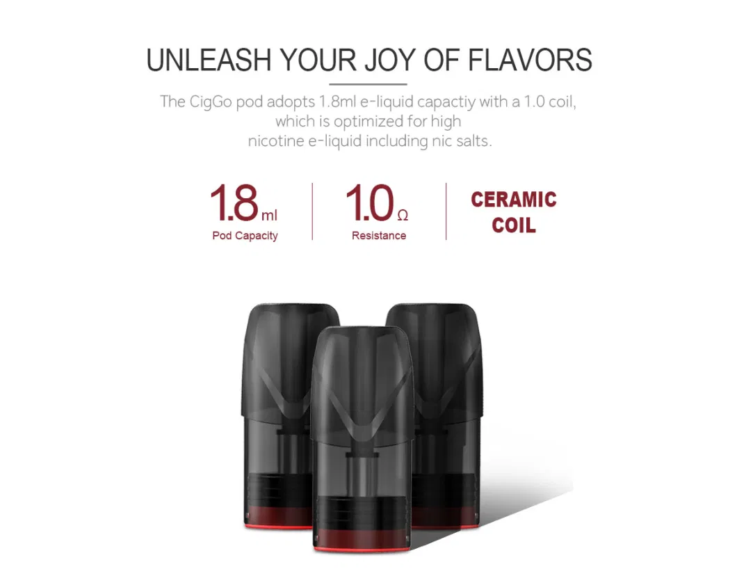 Hot Sale High Quality Semi-Transparent 1.8ml Prefilled Pod Vape Cartridge for Relx